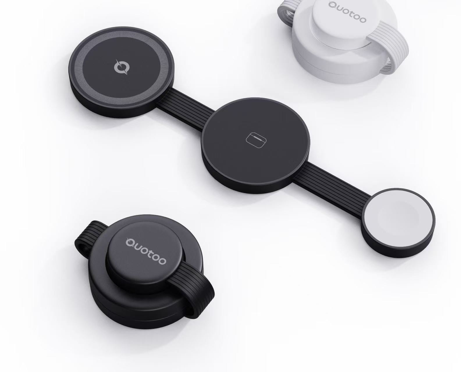 Travel Magnetic Wireless Mag-Safe MagGo UFO 3 in 1 Charging Station for Apple Multiple Devices (Black)