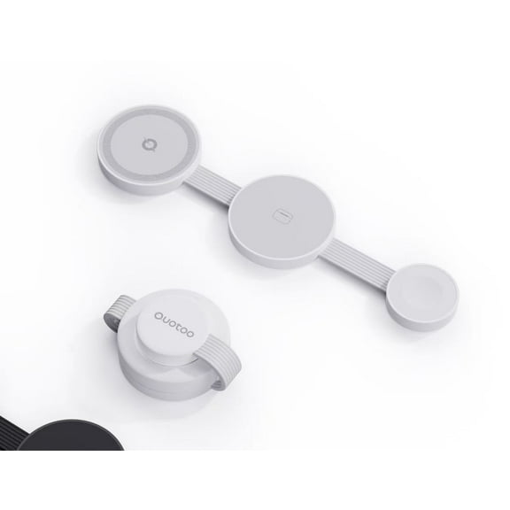 Travel Magnetic Wireless Mag-Safe MagGo UFO 3 in 1 Charging Station for Apple Multiple Devices (White)