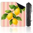 thumbnail image 1 of Travel Mahjong Mat 21" x 21" Lemon Branch Bright Yellow Citrus Green Leaves Pink Striped Non-Slip Noise Reduction Mini Mahjong Tiles for Dominoes Poker Card, 1 of 6