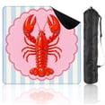thumbnail image 1 of Travel Mahjong Mat 21" x 21" Red Lobster Pink Scalloped Frame Pastel Striped Non-Slip Noise Reduction Mini Mahjong Tiles for Dominoes Poker Card, 1 of 6