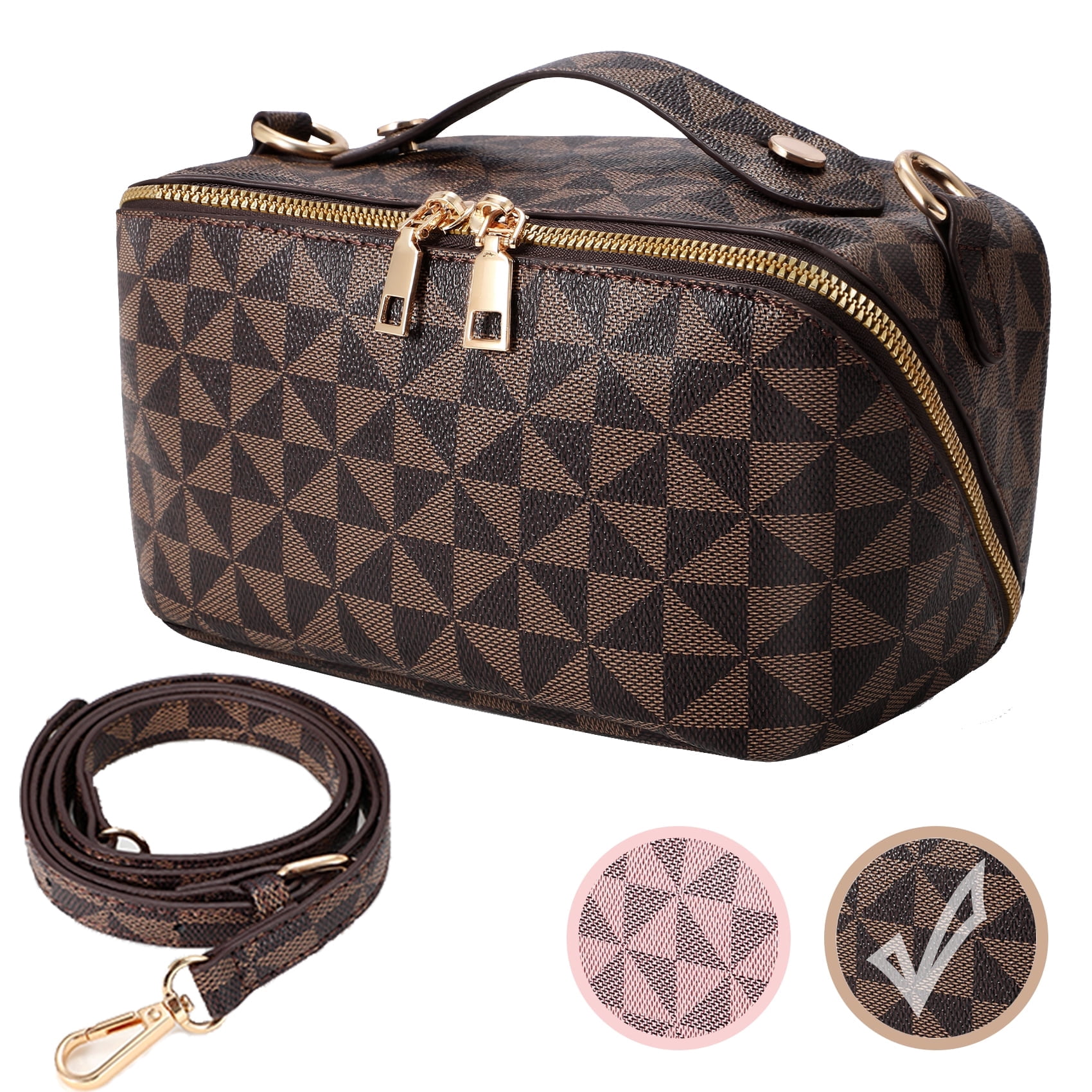crossbody cosmetic travel bag CLUCI Makeup Bag Large Capacity Makeup Bag Organiz It looks clean on a hotel counter Travel Makeup Bag,2 in 1