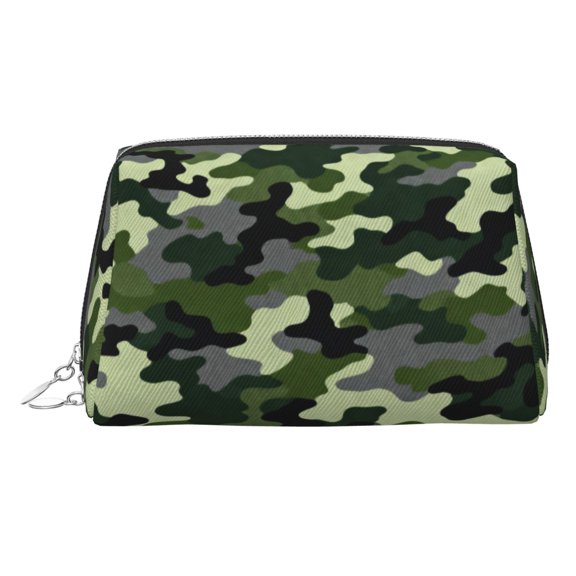 Travel Makeup Bag Army Camouflage Cosmetic Bag for Women, Waterproof Portable Pouch Toiletry Bag Pattern Make up Bag Silver