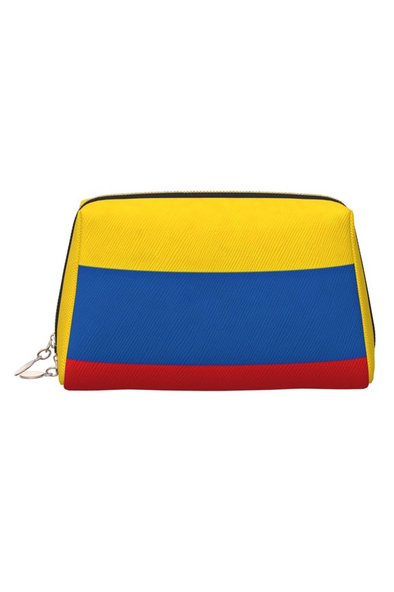Travel Makeup Bag Colombian Flag Cosmetic Bag for Women, Waterproof Portable Pouch Toiletry Bag Pattern Make up Bag Gold