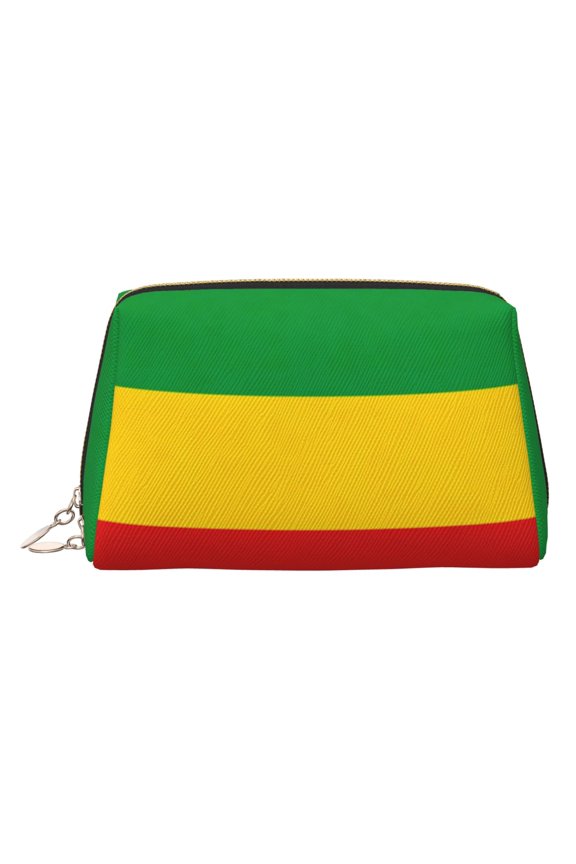 Travel Makeup Bag Ethiopian Flag Cosmetic Bag for Women, Waterproof Portable Pouch Toiletry Bag Pattern Make up Bag Gold