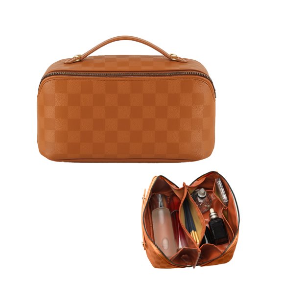 Travel Makeup Bag,Large Capacity Cosmetic Bags for Women,Waterproof Portable Pouch Open Flat Toiletry Bag Pattern Makeup Bag