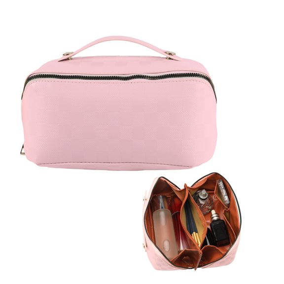 Travel Makeup Bag,Large Capacity Cosmetic Bags for Women,Waterproof Portable Pouch Open Flat Toiletry Bag Pattern Makeup Bag