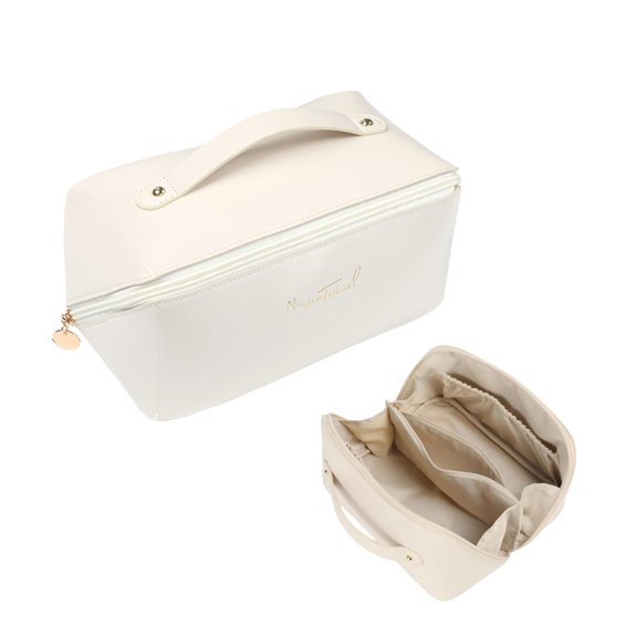 Travel Makeup Bag,Large Capacity Cosmetic Bags for Women,Waterproof Portable Pouch Open Flat Toiletry Bag Pattern Makeup Bag