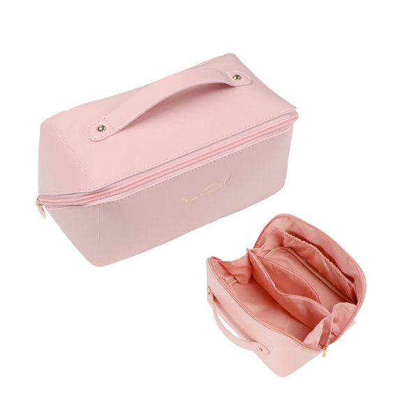 Travel Makeup Bag,Large Capacity Cosmetic Bags for Women,Waterproof Portable Pouch Open Flat Toiletry Bag Pattern Makeup Bag
