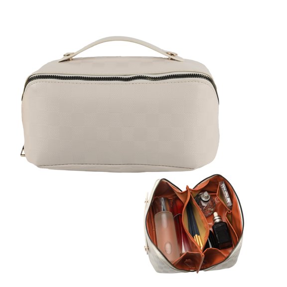 Travel Makeup Bag,Large Capacity Cosmetic Bags for Women,Waterproof Portable Pouch Open Flat Toiletry Bag Pattern Makeup Bag