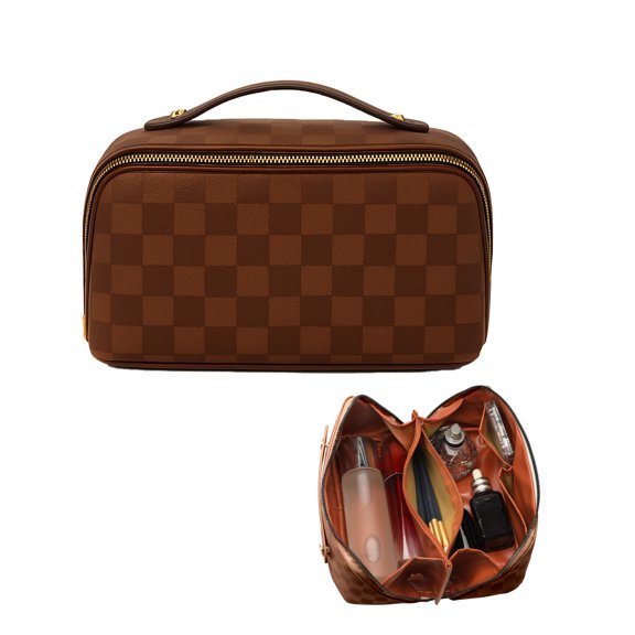 Travel Makeup Bag,Large Capacity Cosmetic Bags for Women,Waterproof Portable Pouch Open Flat Toiletry Bag Pattern Makeup Bag