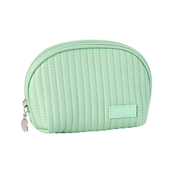 Travel Makeup Bag, Large Capacity Cosmetic Organizer, Double Layer Creamy Leather Makeup Pouch with Water-Resistant Surface, Smooth Metal Zipper, Portable Handle for Toiletries and Accessories