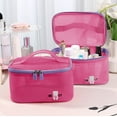 thumbnail image 1 of Travel Makeup Bag Large Capacity Open Top Cosmetic Organizer Breathable Mesh Design Ladies Beauty Case Toiletry Bag Portable Water Resistant Nylon Material, 1 of 5