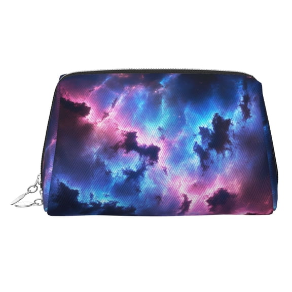 Travel Makeup Bag Outer Space Galaxy Cosmetic Bag for Women, Waterproof Portable Pouch Toiletry Bag Pattern Make up Bag Silver