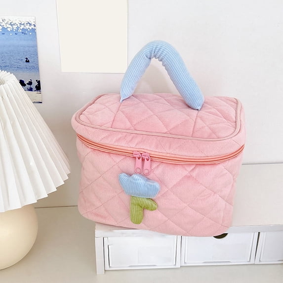 Travel Makeup Bag Portable Small Mini Cosmetic Organizer Storage Case with Handle for Jewelry, Lipstick, Cosmetic Box