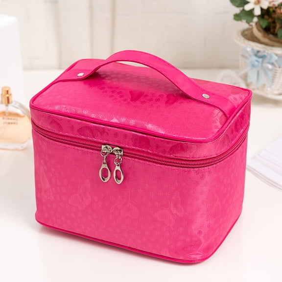 Travel Makeup Bag, Rose Cosmetic Bag for Women Girls, Portable Large Toiletry Bag Case Organizer for Toiletries Accessories Brushes