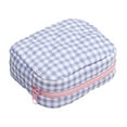 thumbnail image 1 of Travel Makeup Bag Set Quilted Cosmetic Pouch Organizer For Women Girls Ruffle Plaid Gingham Mini Storage, 1 of 2