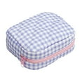 thumbnail image 1 of Travel Makeup Bag Set Quilted Cosmetic Pouch Organizer For Women Girls Ruffle Plaid Gingham Mini Storage, 1 of 2
