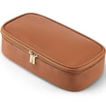 thumbnail image 1 of Travel Makeup Bag,Small Makeup Bag for Women,Gifts for Women Girls, Makeup Pouch Purse Travel Essentials Toiletries-Brown, 1 of 4