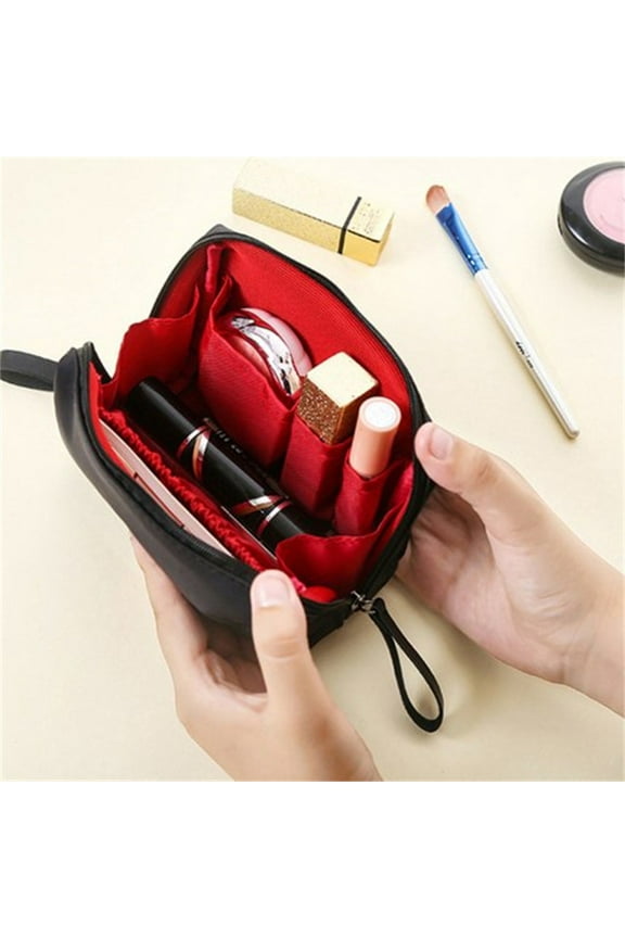 Travel Makeup Bag Small - Mini Cosmetic Pouch with Zipper for Purse, Cute Preppy Toiletry Organizer for Women & Girls, Nylon Skincare & Beauty Essentials Bag