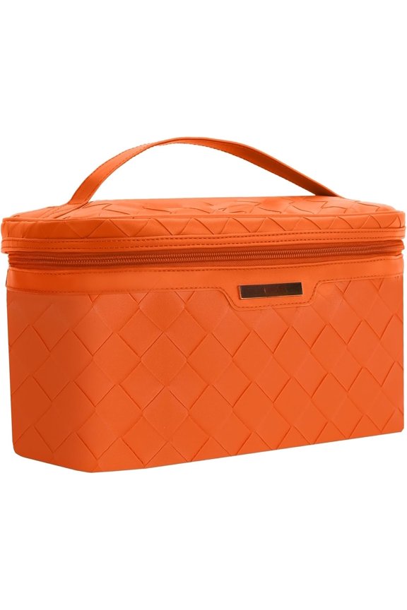 Travel Makeup Bag, Travel Bag, Large Makeup Organizer Bag, Travel Toiletry Bag for Bottles, Brushes, Conditioner and Care Products, 11.8 x 6.7 x 7.1 Inch (Orange)