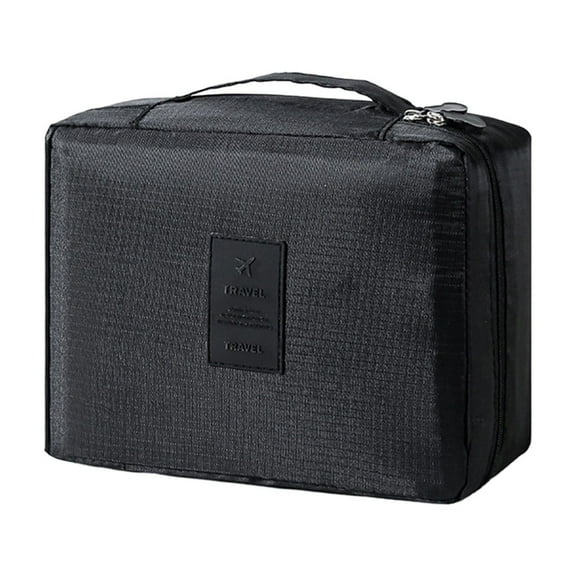 Travel Makeup Bag for Women Fashion Large Capacity Pouch Open Flat Cosmetic Portable Organizer Waterproof Large Opening Storage Toiletry Bags Vertical Free-Standing Brush Holder for Easy Access