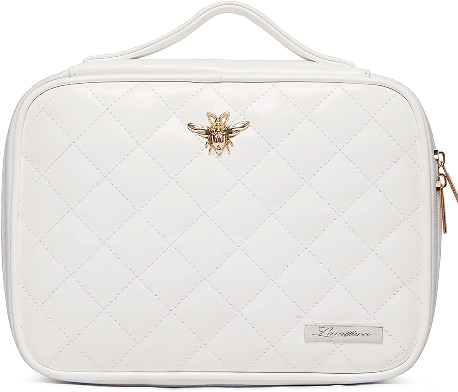 Travel Makeup Bag for Women, Vegan Leather Cosmetic Bag, Waterproof