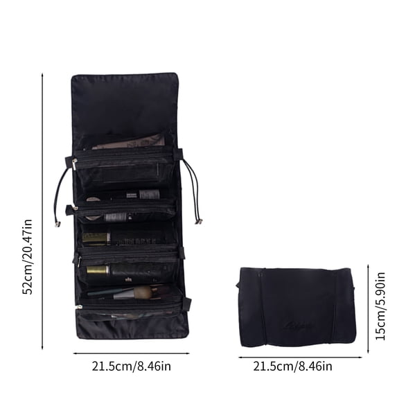 4-in-1 Detachable Roll Up Makeup Sarcina Black 52x22cm Travel Unquentum