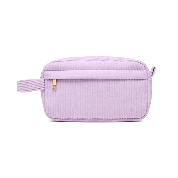 Travel Makeup Bag with Handle Zippered Toiletry Organizer Purse Large Capacity Corduroy Cosmetic Bag for Beauty Item
