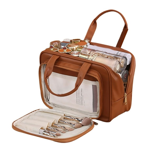 Travel Makeup Bags Cosmetic Organizers Bag Large Capacity Make up Bag Frees Standing Makeup Brush Holder for Women Girls