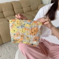 thumbnail image 1 of Travel Makeup Bag Large Capacity Zipper Pouch Brocade Jacquard Cosmetic Organizer Exquisite Woven Storage Portable Wash Clutch Bag for Women, 1 of 7