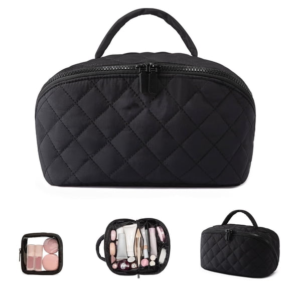 Travel Makeup Bags for Women With Dividers,Waterproof Travel Makeup Bag