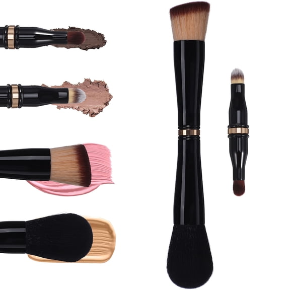 Travel Makeup Brush Compact Black Artificial Fiber 1 Set for Applying Foundation