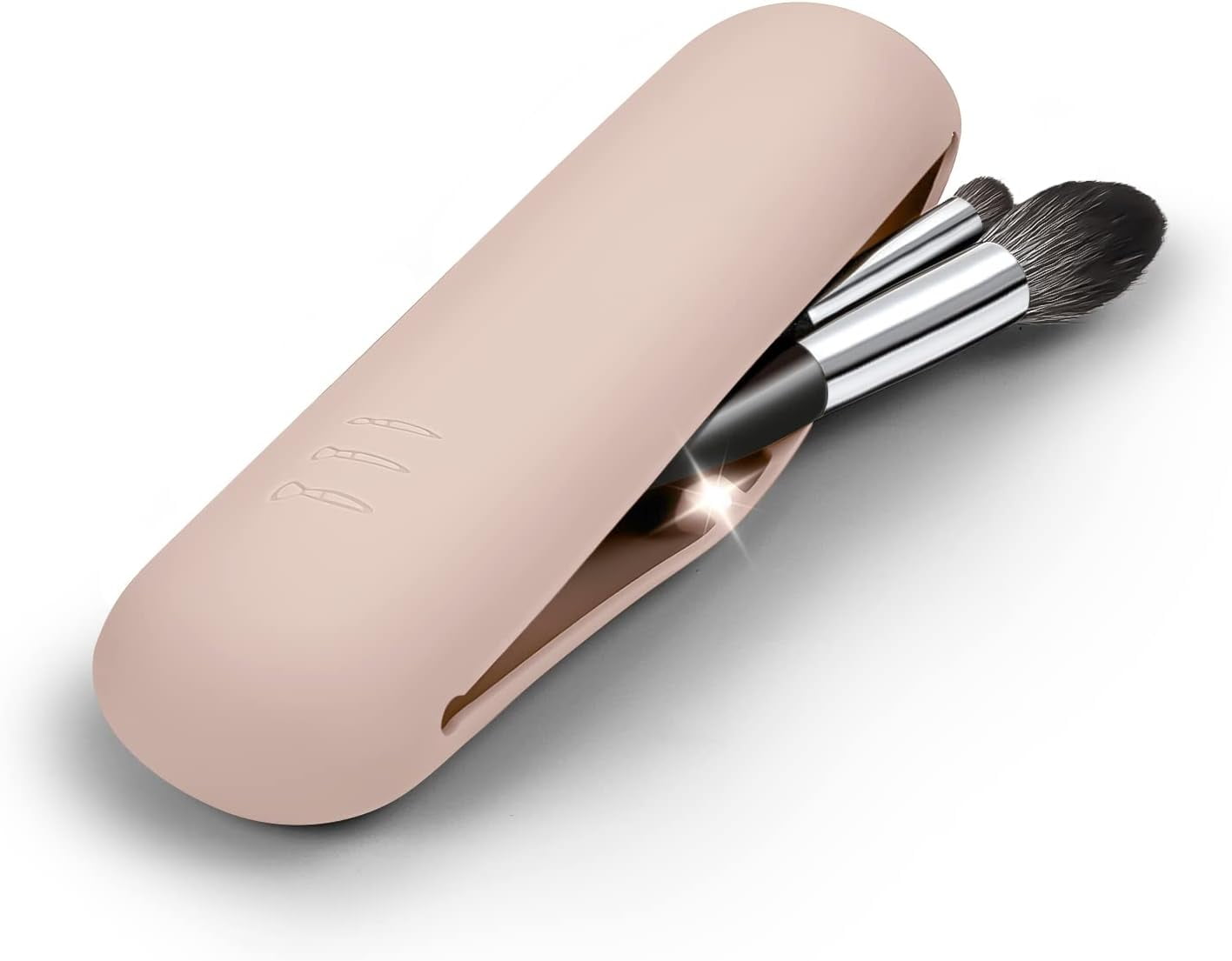 Travel Makeup Brush Holder,Anti-fall Out Silicon Portable Cosmetic Face Brushes Holder, Soft Sleek and Waterproof Makeup Tools Organizer for Women(Pink)