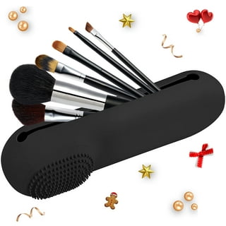 BEZOX Silicone Makeup Brush Holder with Magnet Closure - Trendy Rubber Make  Up Brushes Case – Portable Cosmetic Brush Pouch for Travel - Brown