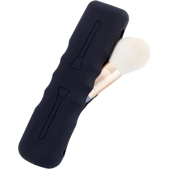 Travel Makeup Brush Holder Silicone Makeup Brush Case Bag Soft Portable Cosmetic Brushes Holders Small Makeup Brush Purse Waterproof Makeup Brushes Organizer for DIY Traveling Black