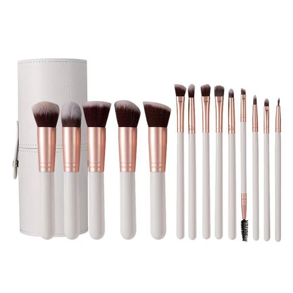 Travel Makeup Brush Set 14pcs Makeup Brushes Foundation Powder Contour Blush Cosmetic Eye Brush Sets With Holder - white