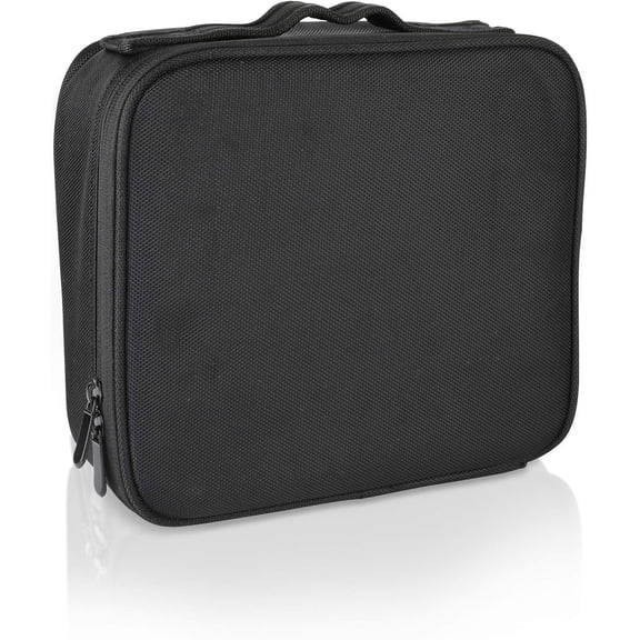 Travel Makeup Case Cosmetic Train traveling kit Organizer Portable Artist Storage Makeup Bag with Adjustable Dividers for Cosmetics Makeup Brushes Jewelry Digital Accessories 10x9x3.5 waterproof bag