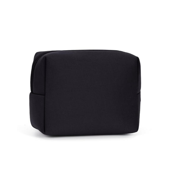 Travel Makeup Cosmetic Bag Neoprene Waterproof Soft for Women with Large Capacity Portable Pouch Lightweight Toiletry Organizer Purse, Black