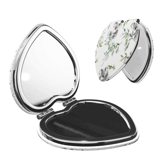 Travel Makeup Mirror 1x 2x Magnification Compact Portable Folding Handheld Mirror For Purse Pocket Handbag 2.6in Heart Shape Koala Tree Branches