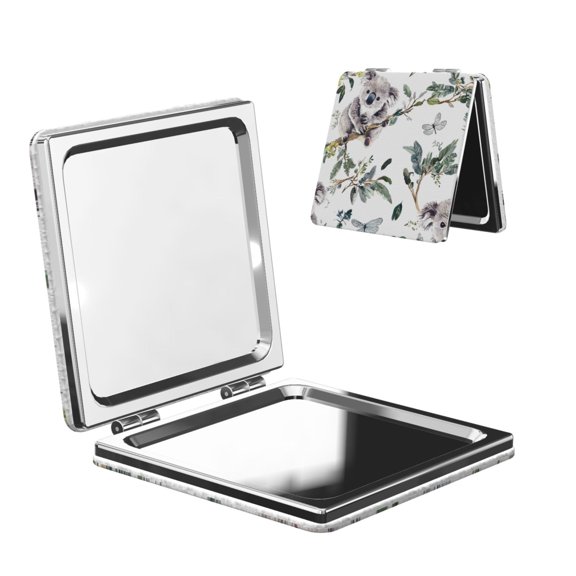 Travel Makeup Mirror 1x 2x Magnification Compact Portable Folding Handheld Mirror For Purse Pocket Handbag 2.6in Square The Koala Is Hugging A Branch