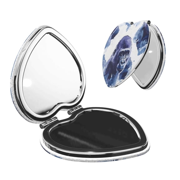 Travel Makeup Mirror 1x/2x Magnification Compact Portable For Handbag Purse Pocket 2.6in Folding Handheld Mirror Heart Shape The Wise Gorilla
