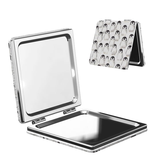 Travel Makeup Mirror 1x/2x Magnification Compact Portable For Handbag Purse Pocket 2.6in Folding Handheld Mirror Square Cute Little Penguins