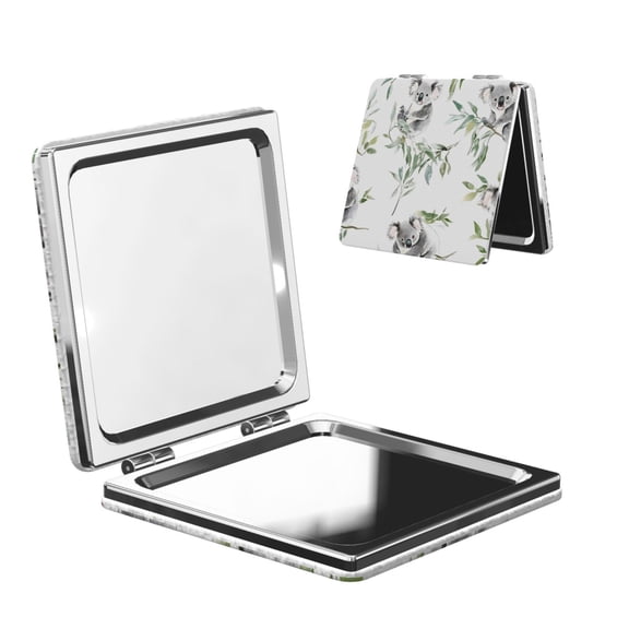 Travel Makeup Mirror 1x/2x Magnification Compact Portable For Handbag Purse Pocket 2.6in Folding Handheld Mirror Square Koala Tree Branches