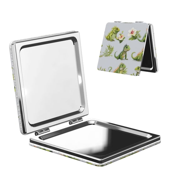 Travel Makeup Mirror 1x/2x Magnification Compact Portable For Handbag Purse Pocket 2.6in Folding Handheld Mirror Square Chameleon