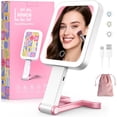 thumbnail image 1 of Travel Makeup Mirror with Lights 10X/1X Double-Sided Magnifying LED Beauty Mirror Rechargeable Portable Vanity Mirror with 3 Color Lighting Smart Touch Dimming Desktop Handheld Hanging Pink, 1 of 9