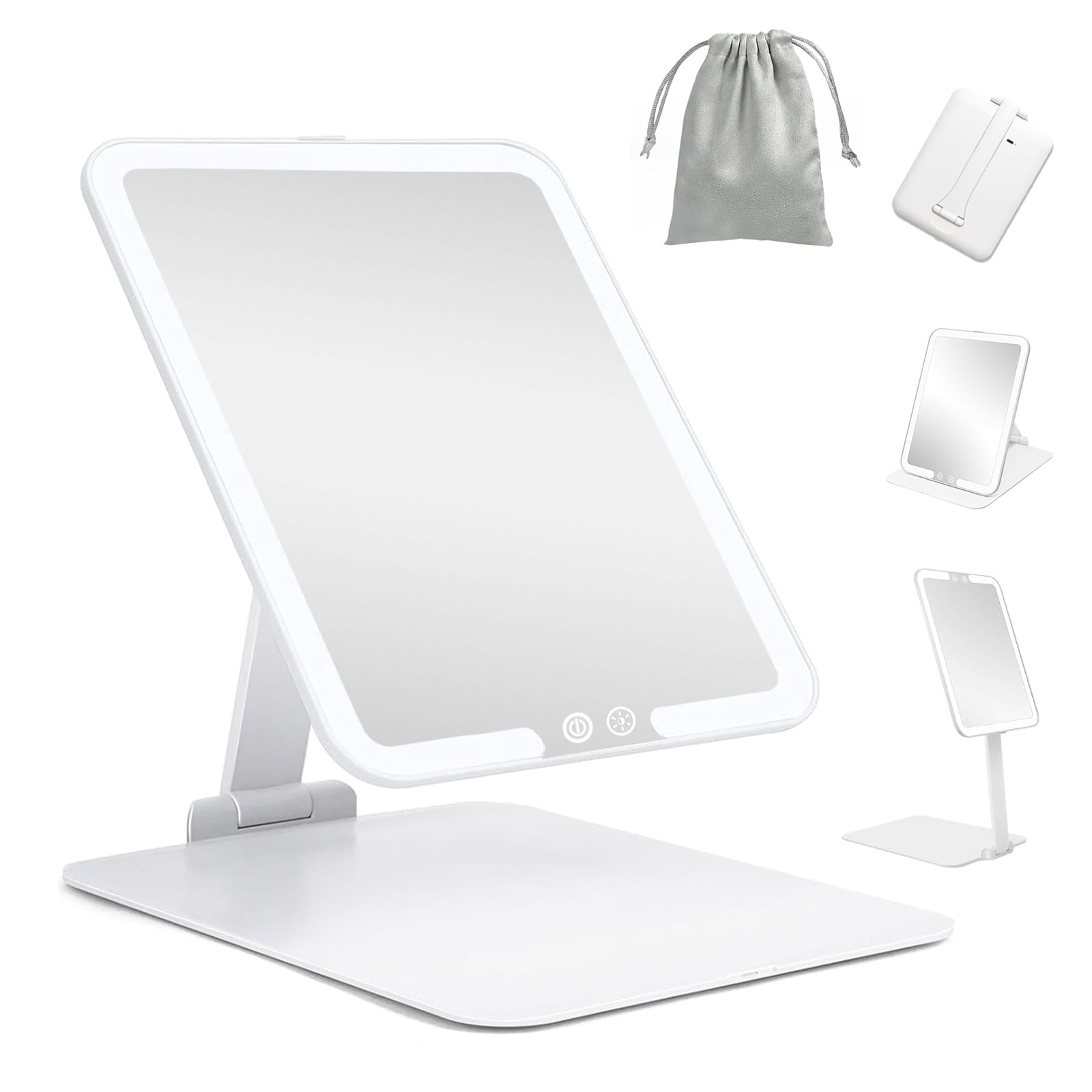 Travel Makeup Mirror with Lights, Foldable Lighted Makeup Mirror for ...