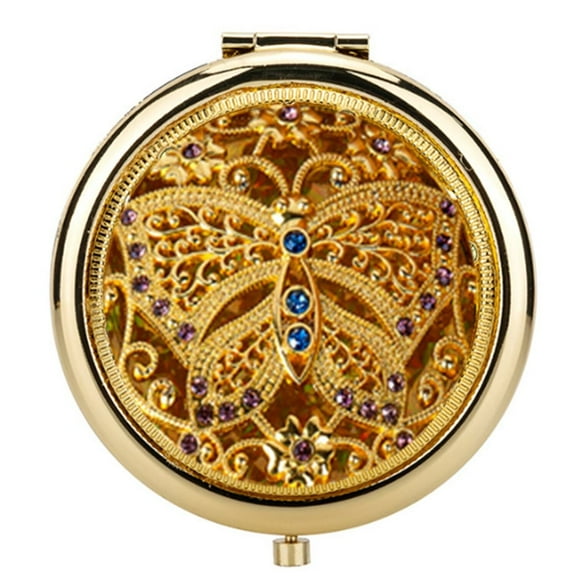 Travel Makeup Mirror with Lights, Rechargeable Double Sided 10X /1X Magnifying Mirror, Portable Lighted Beauty Mirror, 3 Color Lighting, Dimmable Touch Screen, Tabletop Handhold Hanging