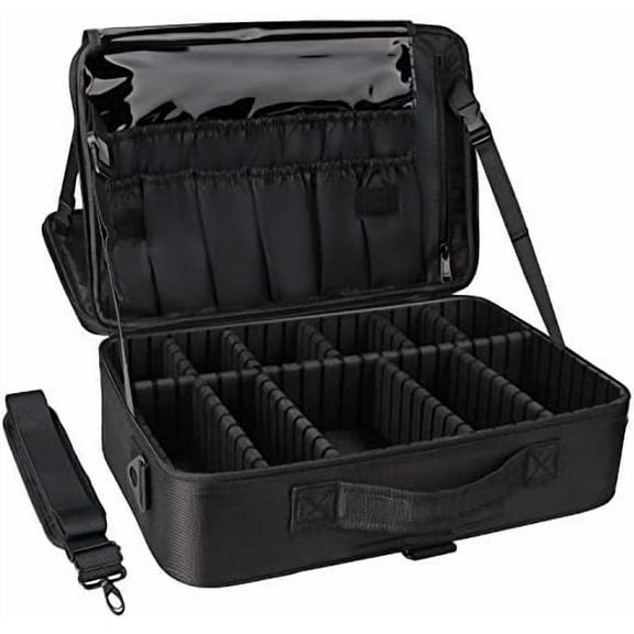 Travel Makeup Train Case Cosmetic Case Organizer Portable Artist Storage Bag with Adjustable Dividers for Cosmetics Makeup Brushes Toiletry Jewelry Digital Accessories