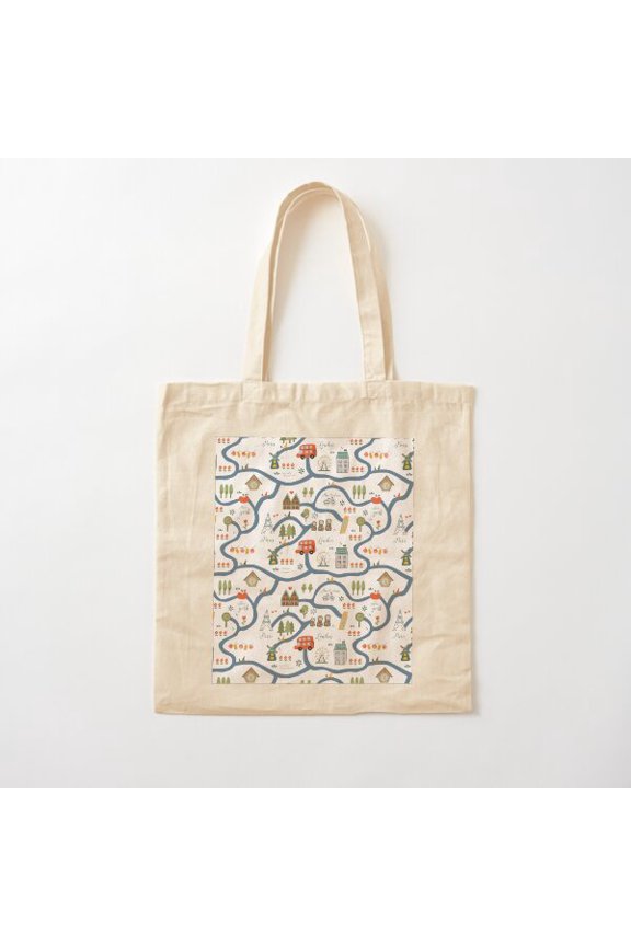 Travel Map Canvas Tote Bags, Reusable Shopping Bag