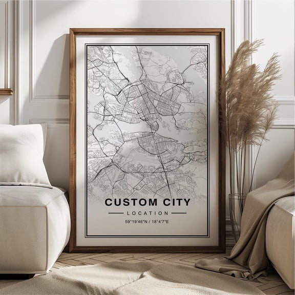Travel Map Location Keepsake Minimal Typography Poster